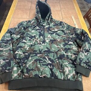 Nine Line Woobie Tailgater Hoodie Size XL Green Camo 1/4 Zip Kangaroo Pockets
